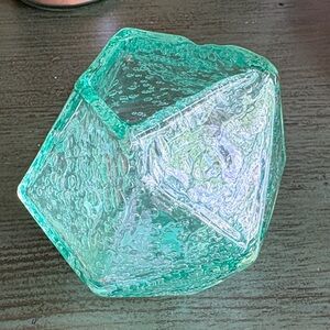 Aqua Geo Teal Geometric Bubble Glass Sculpture - Home Art
